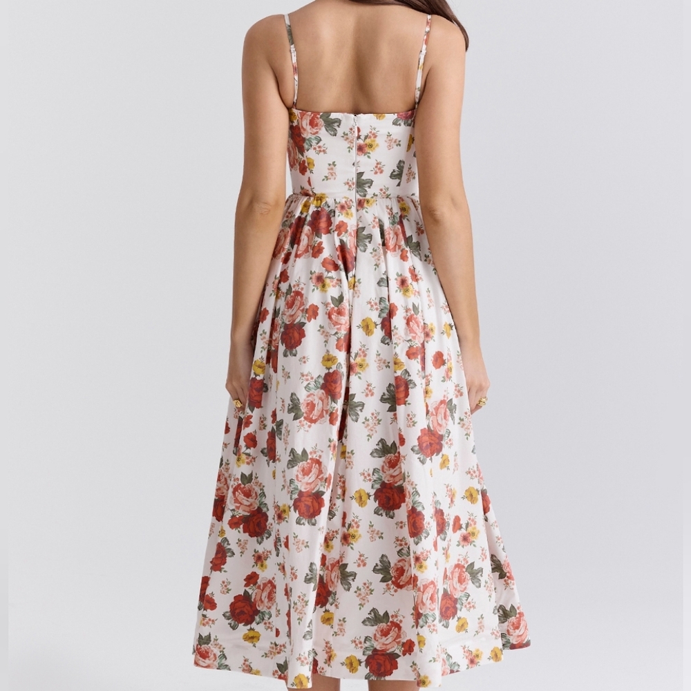 HOUSE OF CB 'Lolita' Italian Rose Print Cotton Corset Sundress - Picture 4 of 6